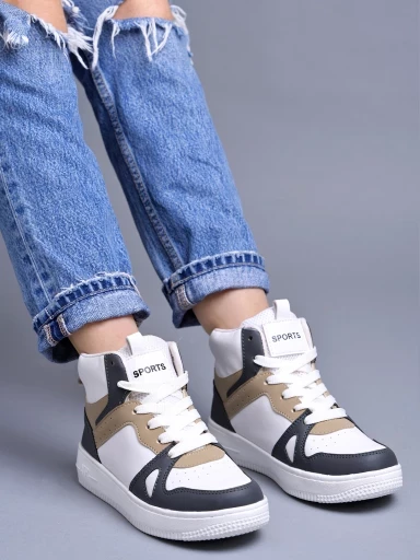 Stylestry Smart High Top Casual Lace-up White. Sneakers For Women & Girls