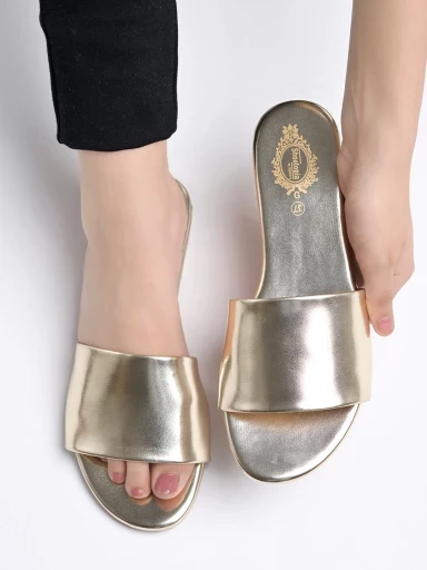 Stylestry Embellished Gold-Toned Flats For Women & Girls