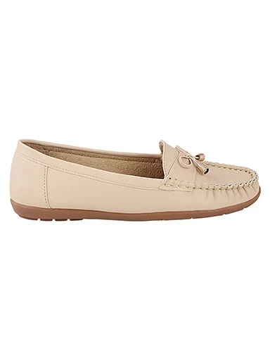 Stylestry Womens & Girls Cream Solid Ballerinas With Bow