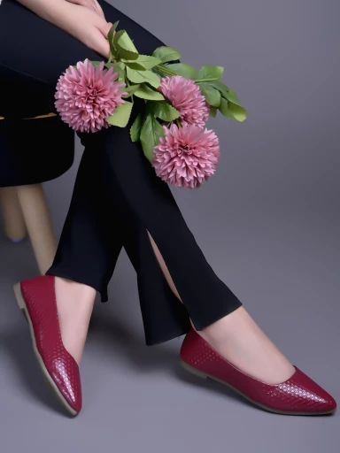 Stylestry Textured Cherry Ballerinas For Women & Girls