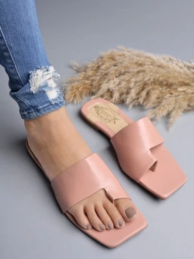 Stylestry One-Toe Slip-On Pink Flats For Women & Girls