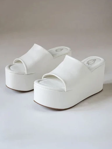Stylestry Fashionable Solid White Platform Heels For Women & Heels