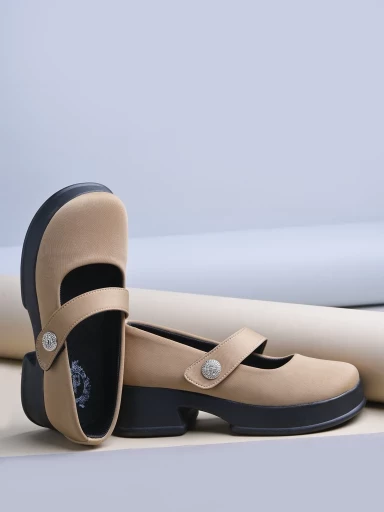 Stylestry Stylish Tan Marry-janes For Women & Girls