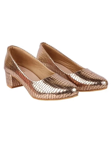 Stylestry Copper-Toned Party Block Pumps