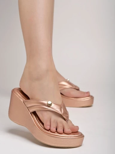 Stylestry Ethnic Rose-Gold Wedges For Women & Girls