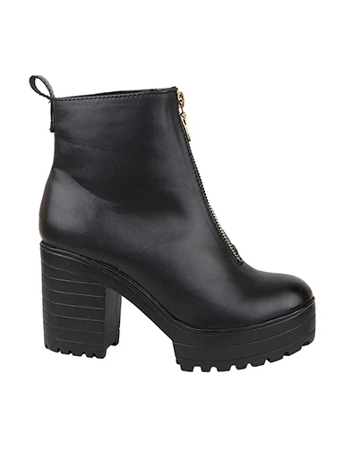 Shoetopia Womens & Girls Black Solid Zipper Heeled Boots