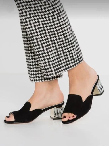 Stylestry Stylish Casual Wear Peep-Toe Black Block Heels For Women & Girls