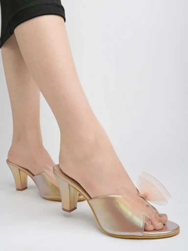 Stylestry Stunning Upper Bow Detailed Copper Block Heels For Women & Girls