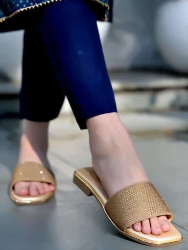 Stylestry Embellished Golden Flats For Women