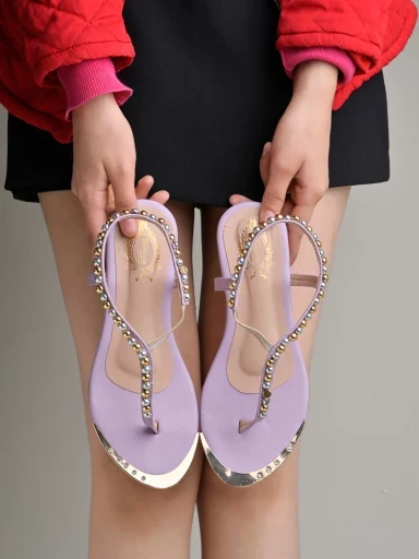 Stylestry Smart Classy Purple Flat Sandals For Women & Girls