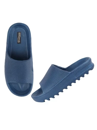 Stylestry Women Blue Solid Sliders