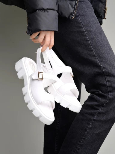 Stylestry Casual White Platform Heeled Sandals For Women & Girls