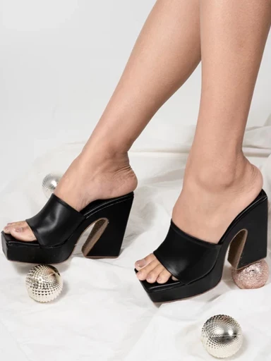 Styletsry Women & Girls Slip-On Stylish Black Block Heels
