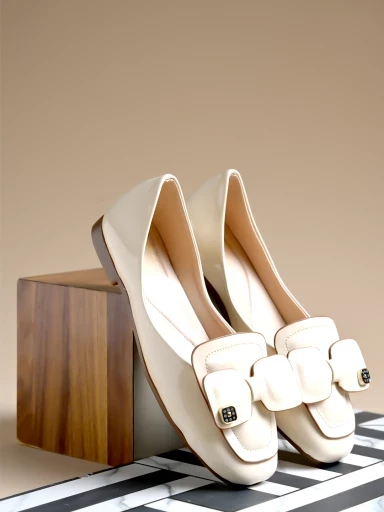 Stylestry Buckle Detailed Cream Loafers For Women & Gilrs