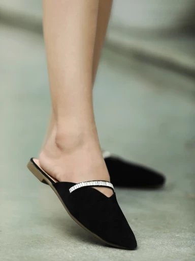 Buy Stylestry Classy Black Flat Mules For Women Girls