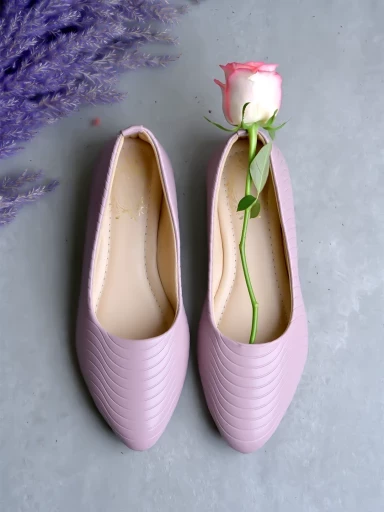 Stylestry Textured Mauve Ballerinas For Women & Girls