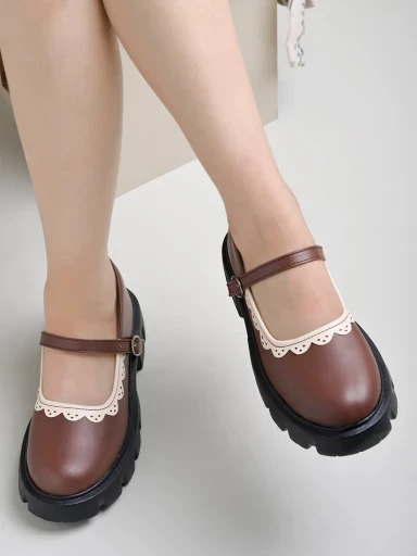 Stylestry Round Toe Brown Mary Janes Bellies For Women & Girls