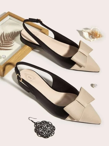 Stylestry Stylish Uppper Bow Cream Flats For Women & Girls