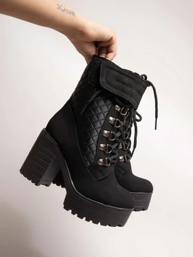 Stylestry Trendy Casual Stylish Mid Tops Black Boots For Women & Girls