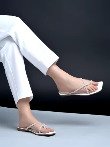 Stylestry Embellished White Flats For Women & Girls