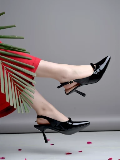 Stylestry Smart Casual Glossy upper detailed Black Pumps for Women & Girls