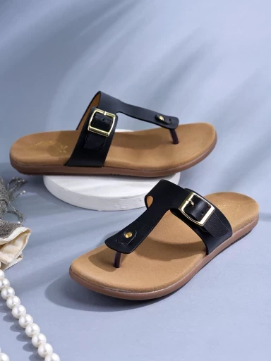 Stylestry Stylish Solid Black Flats For Women