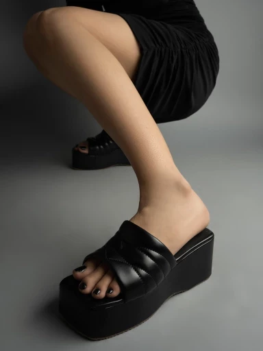 Stylestry Retro Style Black Platform Heels For Women & Girls