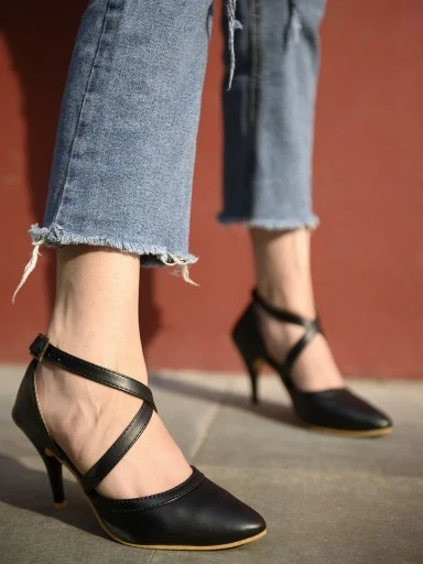 Stylestry Womens & Girls Black Stilettos Heels Solid Pumps