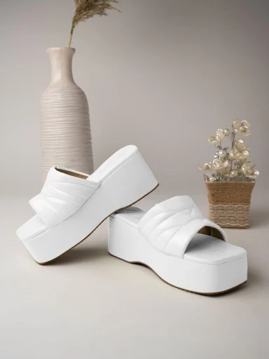 Stylestry Retro Style White Platform Heels For Women & Girls