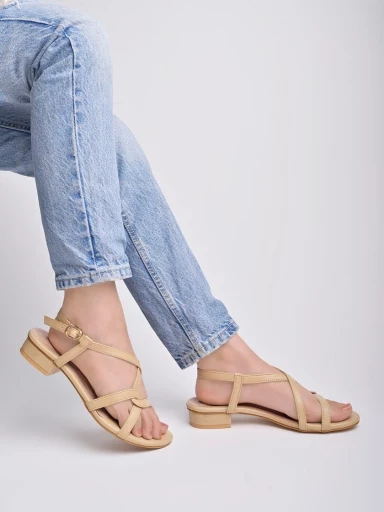 Stylestry Solid Criss-Cross Straps Beige Heeled Sandals For Women & Girls