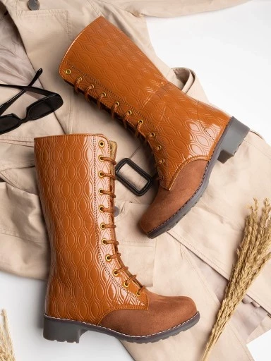 Stylestry Stylish Casual Comfortable Tan Boots with elegant Lace-up Style For Women & Girls