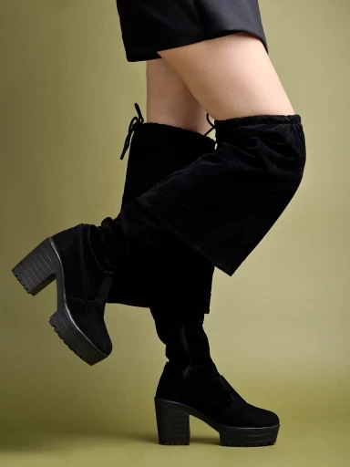 Stylestry Smart Casual Black Boots For Women & Girls