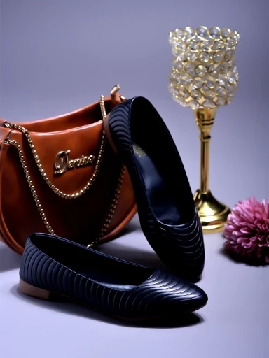 Stylestry Textured Black Ballerinas For Women & Girls