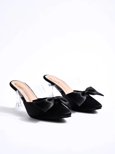 Shoetopia Stylish Butterfly Knot Detail Black Pumps For Women & Girls