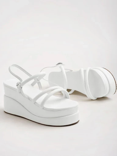 Stylestry Stylish Backstrap White Wedges For Women & Girls