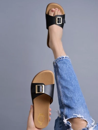 Stylestry Stylish Solid Black Flats For Women