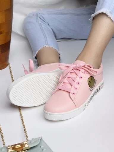 Stylestry Womens & Girls Pink Lace Up Trending Stylish Sneakers Shoes