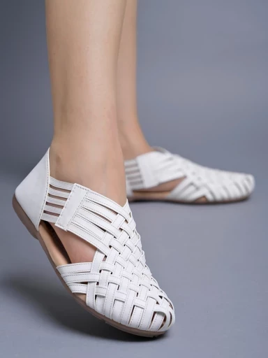 Stylestry Round Toe White Belly For Women & Girls