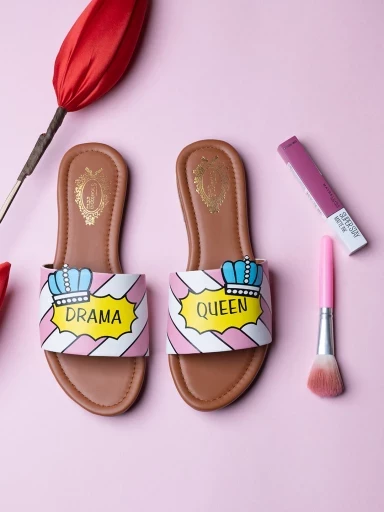 Stylestry Women Pink & Yellow Printed Open Toe Flats