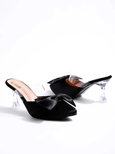 Shoetopia Stylish Butterfly Knot Detail Black Pumps For Women & Girls