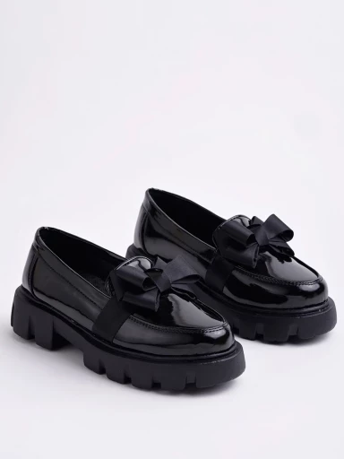 Stylestry Smart Casual Bow Detailed Black Loafers For Women & Girls