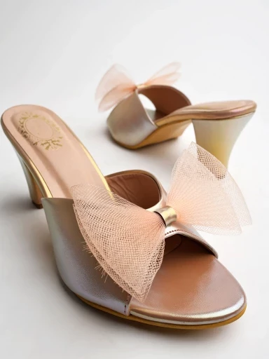 Stylestry Stunning Upper Bow Detailed Copper Block Heels For Women & Girls