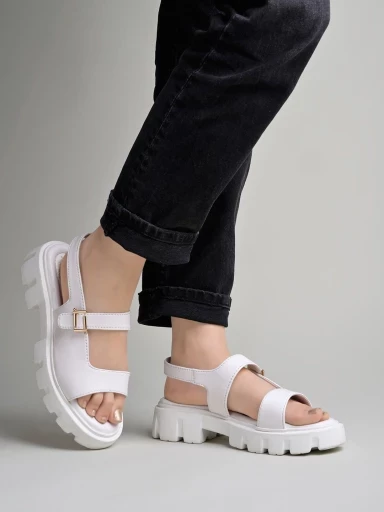 Stylestry Casual White Platform Heeled Sandals For Women & Girls