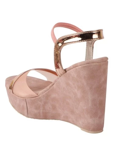 Stylestry Peach-Coloured Wedge Sandals