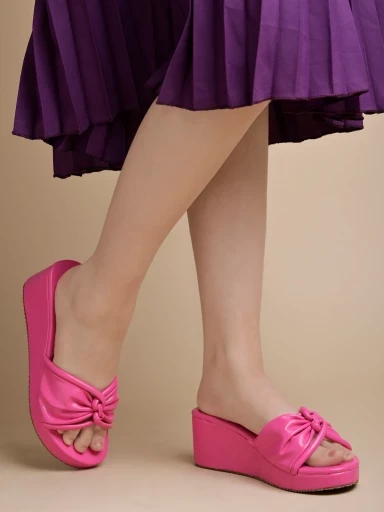 Stylestry Stylish Crisscross Pink Wedges for Women & Girls