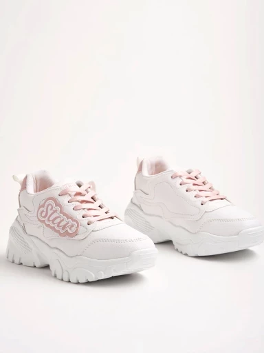 Stylestry Smart Casual Lace-Up Pink Sneakers For Women & Girls