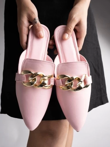 Stylestry Stylish Chain detail Pink Mules Women & Girls