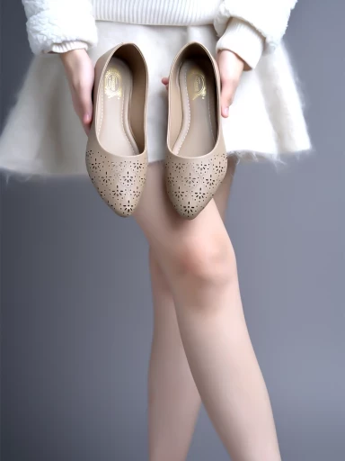 Stylestry Textured Cream Ballerinas For Women & Girls