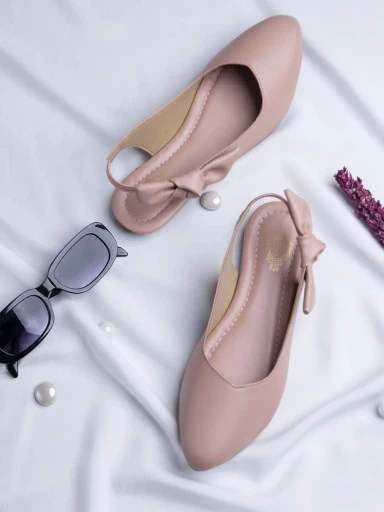 Shoetopia Womens & Girls Pink Embellished Mules with Bows Flats