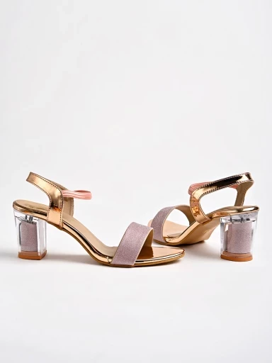 Stylestry Women's & Girl's Copper Transparent Block Heels Sandals